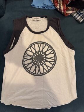 SOULCYCLE White Tank Top with Black Graphic & Trim